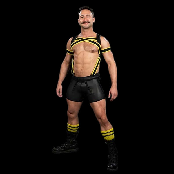 Mr.S Leather X-Factor Carbon Black Body Harness | Yellow