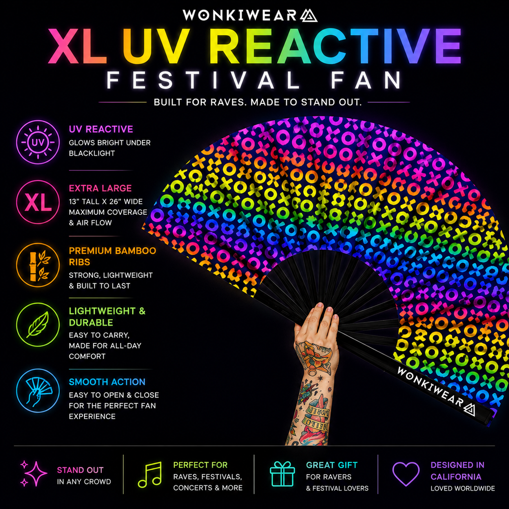 XOXO XL UV Reactive Festival Fan