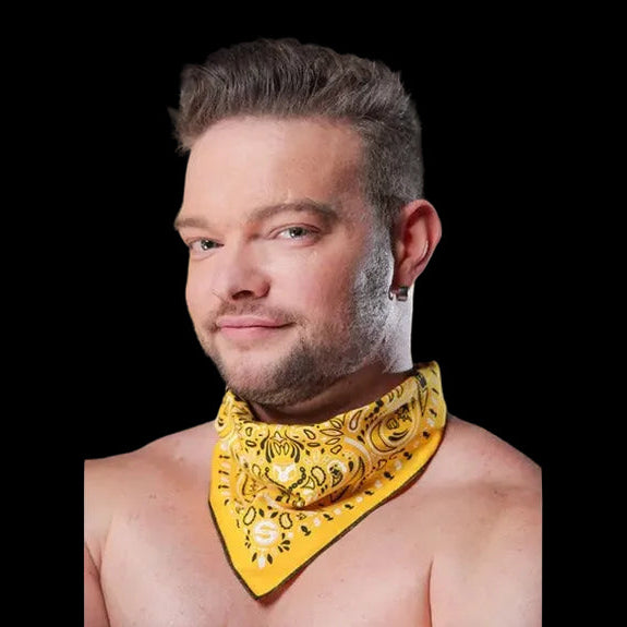 Mr.S Leather Zipper Pocket Neck Hanky - Yellow