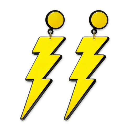 Yellow Lightning Bolt Drop Earrings