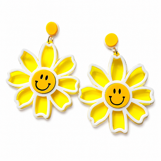 Oversized Yellow Daisy Sun Catcher Drop Earrings